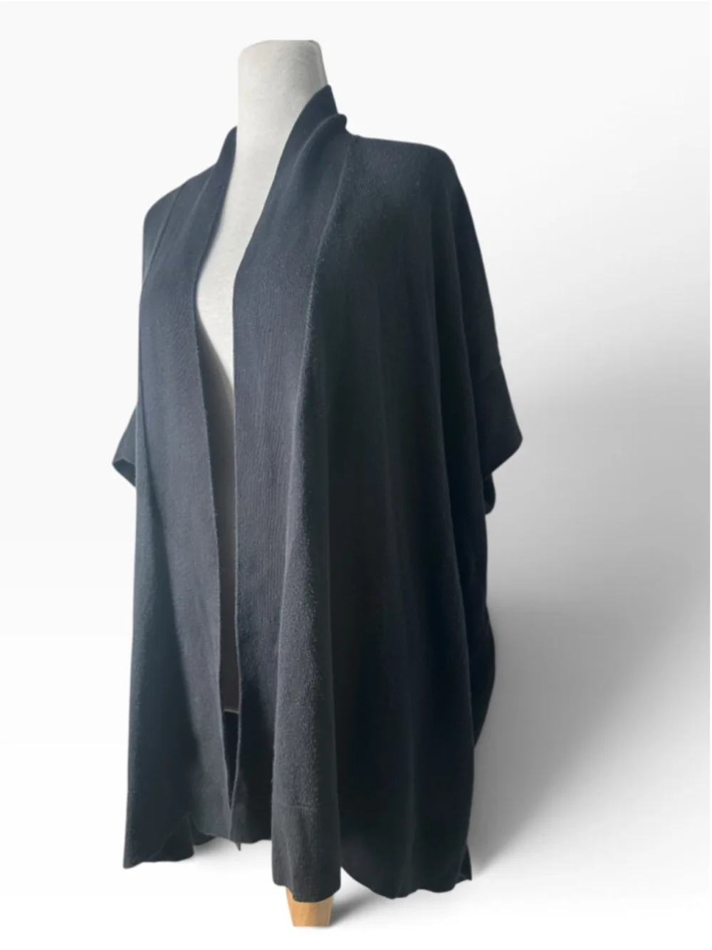 Eileen Fisher knit cardigan open front sweater light weight black oversized sz M